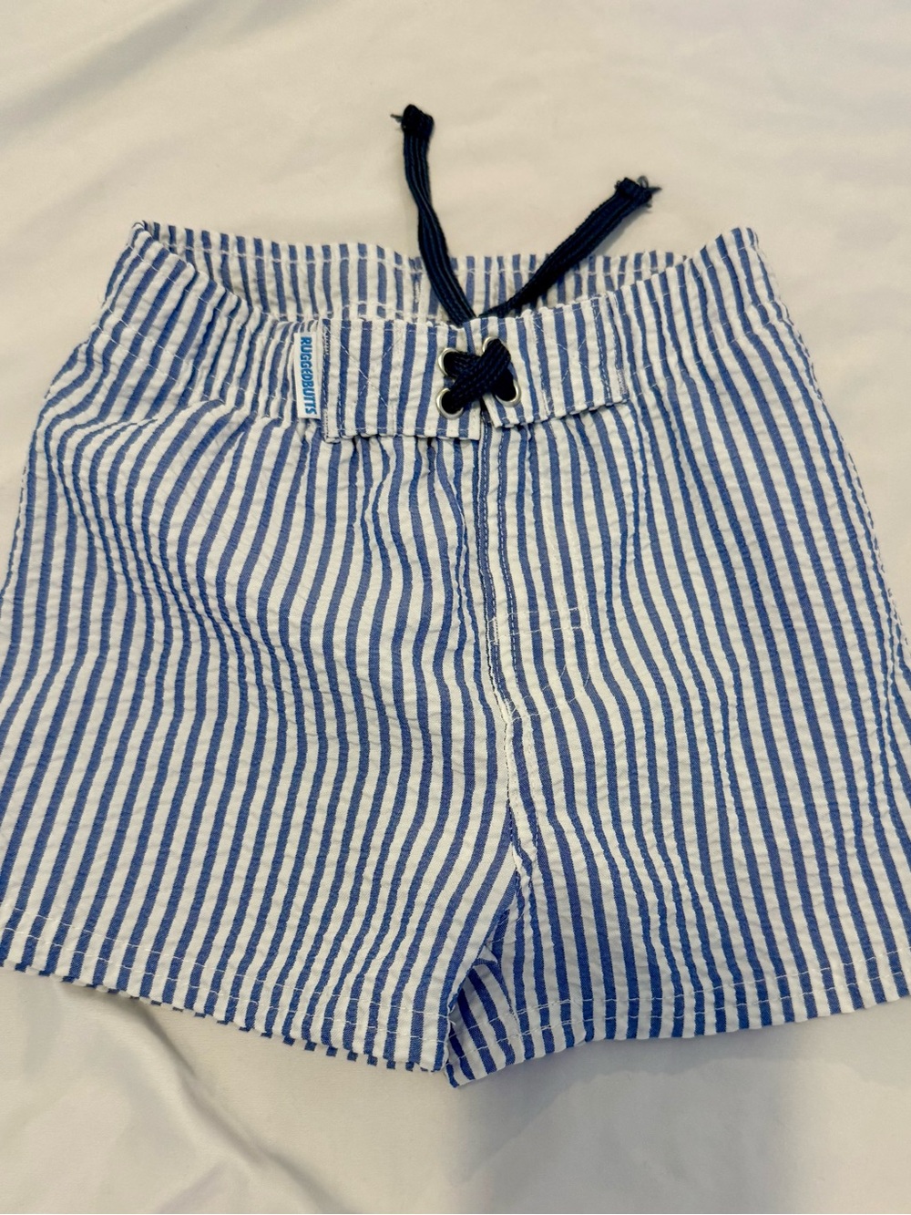 Rugged Butts Blue and White Striped Seersucker Shorts Size 2T